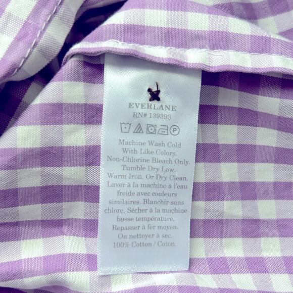 EVERLANE The Tiered Sleeveless Button Down Midi Dress Orchid Gingham-Size XXS - Picture 9 of 10